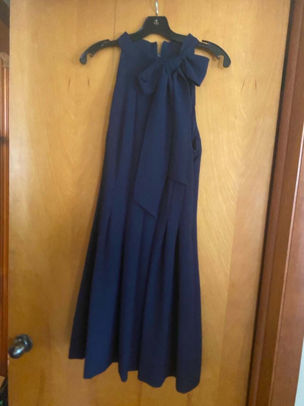 Vince Camuto Halter Midi Dress Size 14 Navy Blue Bow Neck Sleeveless